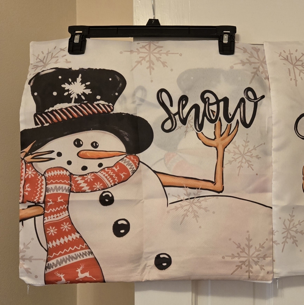 Festive Snowman and Reindeer Pillow Covers